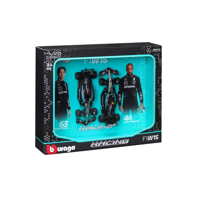 Bburago F1 Mercedes AMG W15 2024 Two Pack Hamilton And Russell 1:43 Scale Model Set
