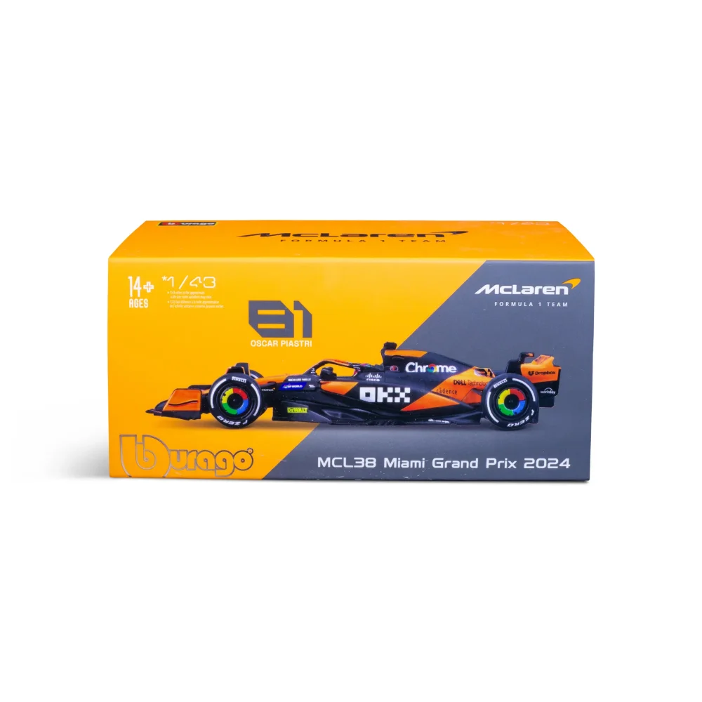 Bburago F1 Mclaren MCL38 2024 With Piastri Helmet 1:43 Scale Model Image 1