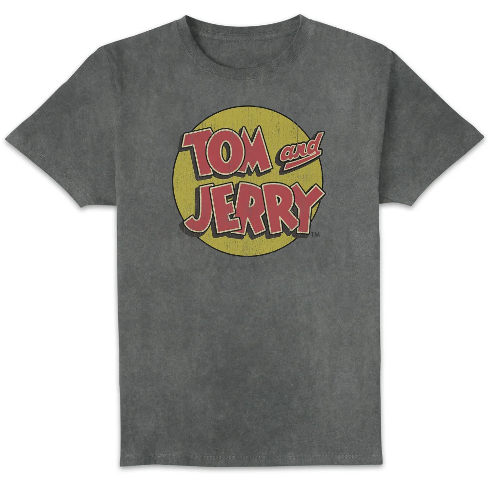 Tom & Jerry Vintage Logo Unisex T-Shirt - Black Acid Wash - S Image 1