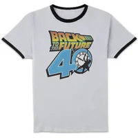 Back To The Future Anniversary Logo Unisex Ringer T-Shirt - White/Black - undefined undefined