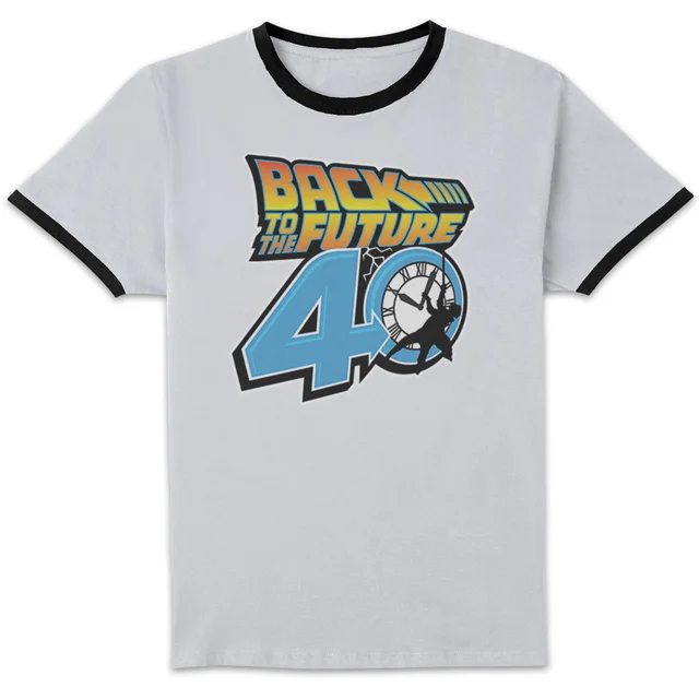 Back To The Future Anniversary Logo Unisex Ringer T-Shirt - White/Black