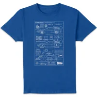 Back To The Future Schematics Unisex T-Shirt - Blue - undefined undefined