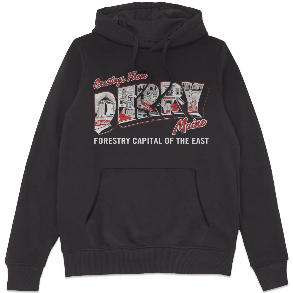 IT - Welcome To Derry Postcard Hoodie - Black - S Image 1
