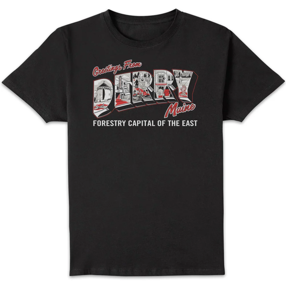 IT - Welcome To Derry Postcard Unisex T-Shirt - Black - S Image 1