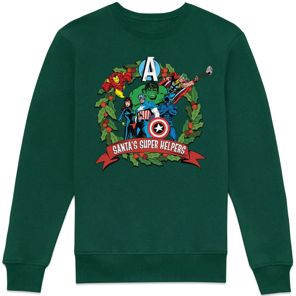 Marvel - Santas Little Helpers Christmas Jumper Sweatshirt - Green - XS Image 1