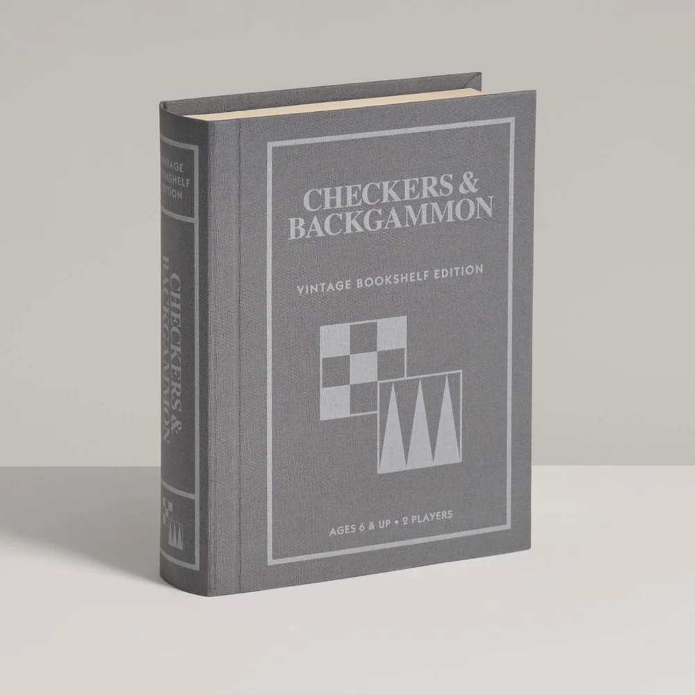 WS Game Company Checkers & Backgammon Vintage Bookshelf Edition Board Game Image 1