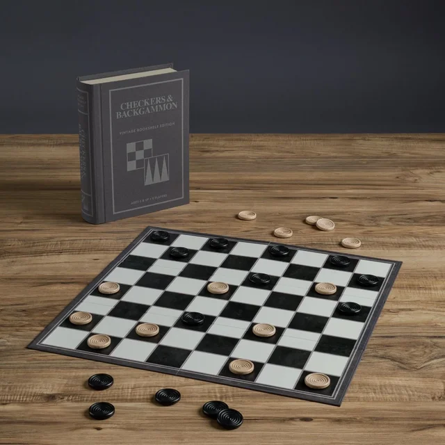 WS Game Company Checkers & Backgammon Vintage Bookshelf Edition Board Game