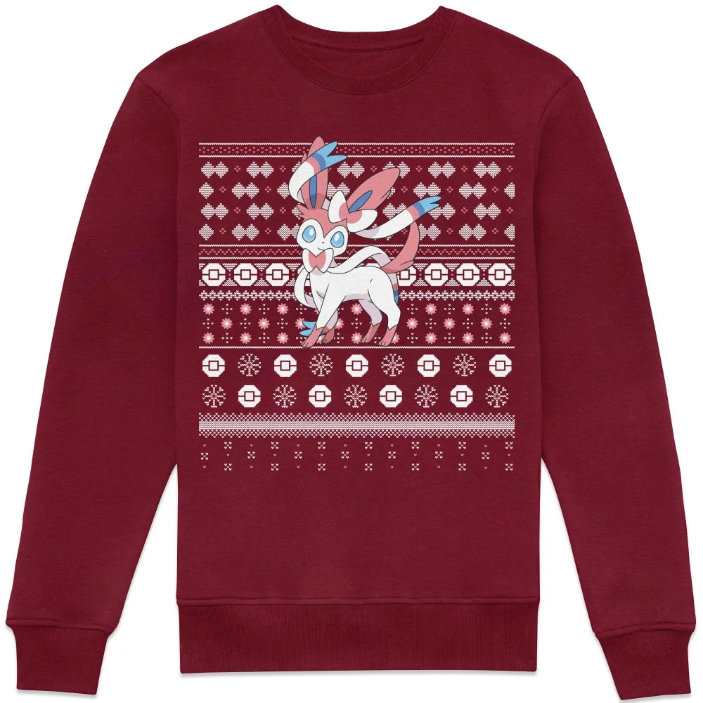 Pokémon Sylveon Christmas Sweatshirt - Burgundy - M Image 1