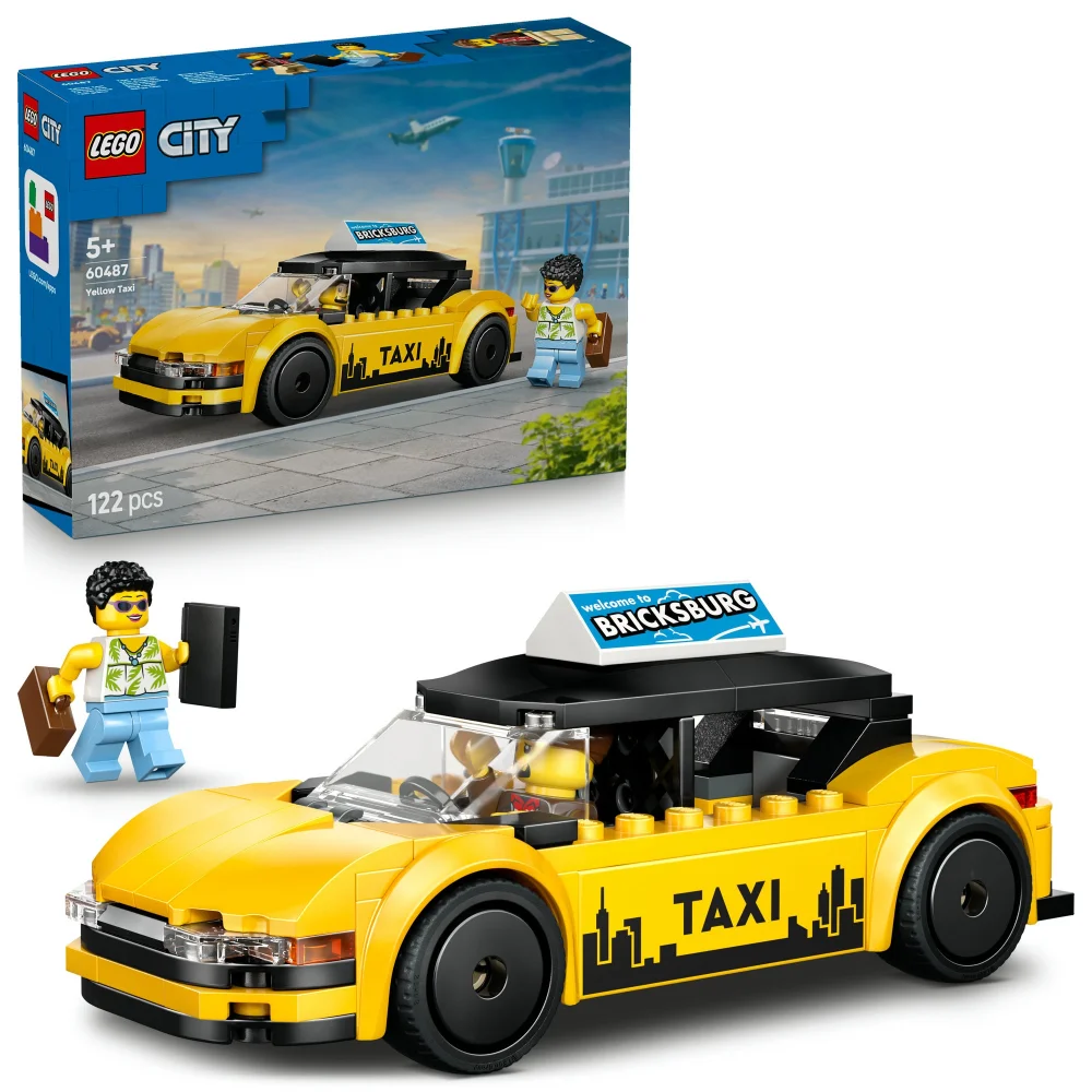 LEGO City Yellow Taxi Model Car Kit with 2 Minifigures 60487 Image 1