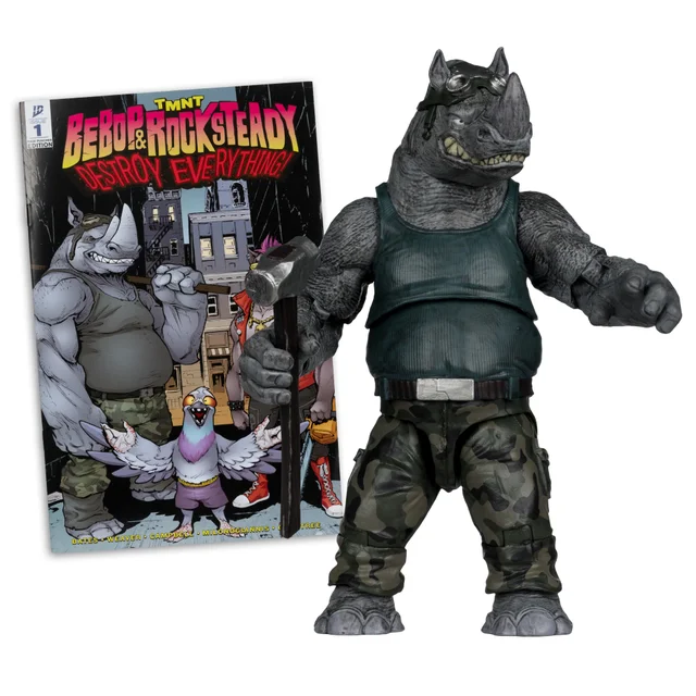Teenage Mutant Ninja Turtles (Page Punchers) Rocksteady 5in Action Figure with Comic McFarlane Toys