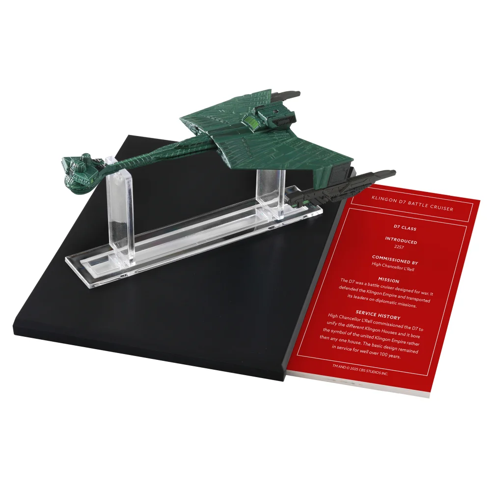 Star Trek Library Klingon D7 Battle Cruiser Die-cast ship and book Image 1