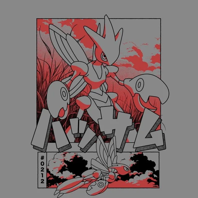 Pokémon Scizor Combat Unisex T-Shirt - Grey