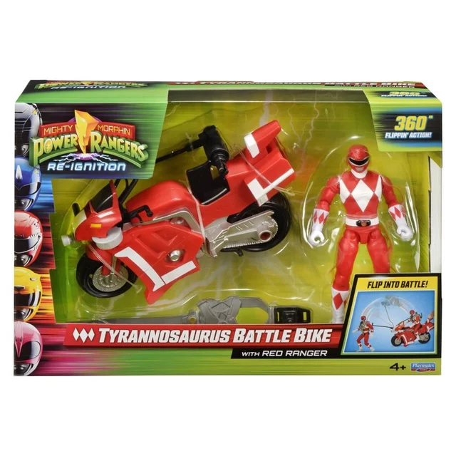 Mighty Morphin Power Rangers Battle Bike Vehicle Tyrannosaurus Rex with Red Ranger 18 cm