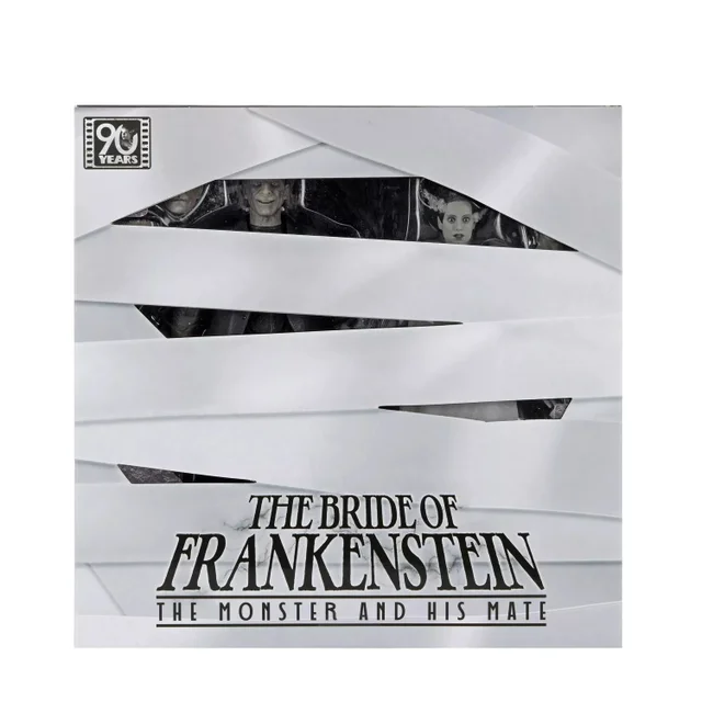NECA Universal Monsters Bride Of Frankenstein Monster And His Mate 2-Pack 7 Inch Scale Action Figure (B/W Version)
