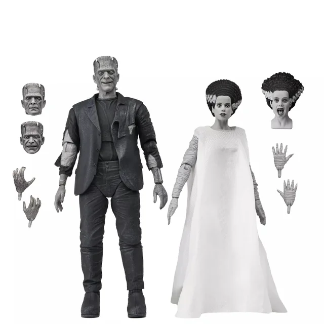 NECA Universal Monsters Bride Of Frankenstein Monster And His Mate 2-Pack 7 Inch Scale Action Figure (B/W Version)
