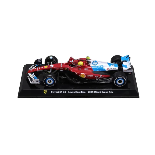Bburago F1 Ferrari SF-25 2025 Hamilton With Helmet Miami GP 1:24 Scale Model