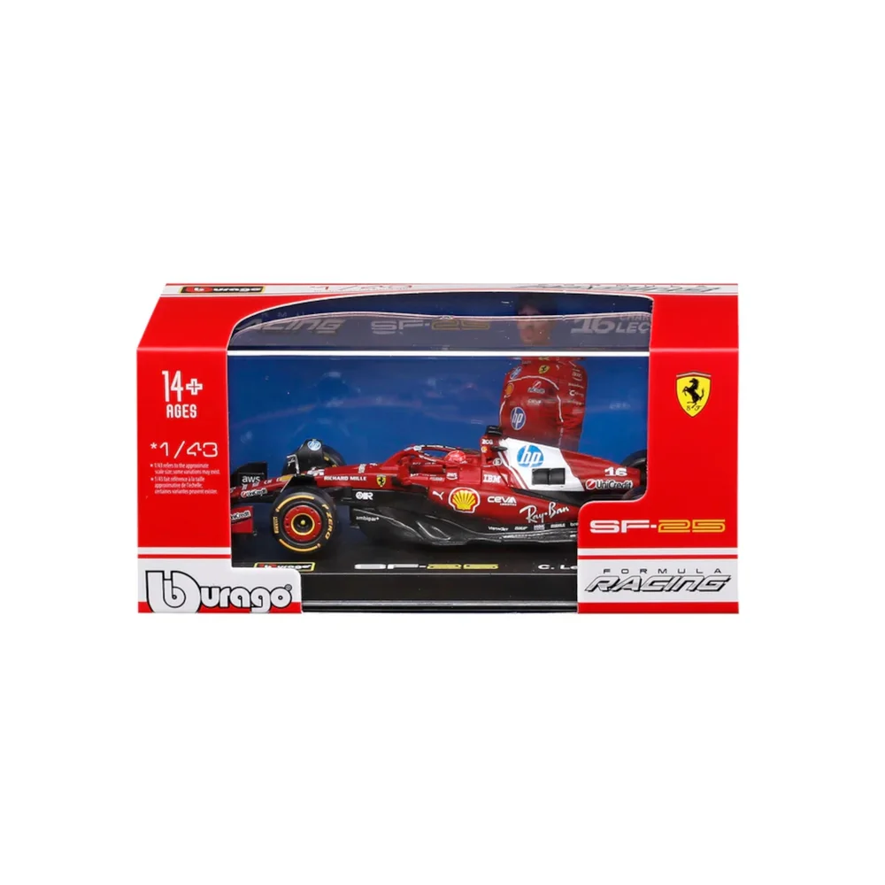 Bburago F1 Ferrari SF-25 2025 Leclerc With Helmet 1:43 Scale Model Image 1