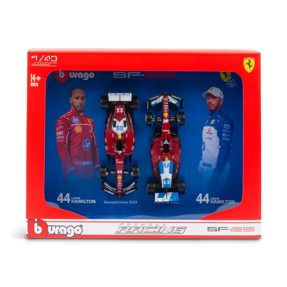 Bburago F1 Ferrari SF-25 2025 Hamilton Driver Two Pack 1:43 Scale Model Image 1