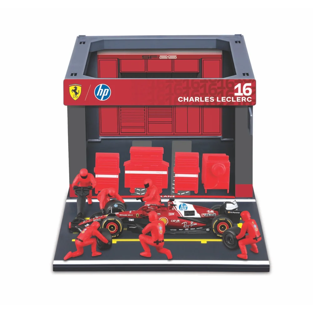 Bburago F1 Ferrari SF-25 2025 Pit Pass Diorama Hamilton 1:43 Scale Model Image 1