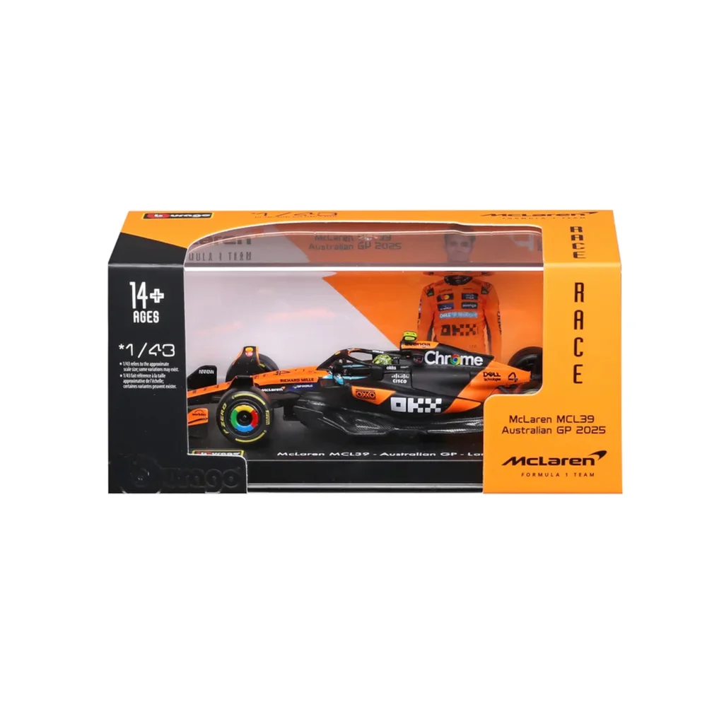 Bburago F1 Mclaren MCL39 2025 Norris With Helmet 1:43 Scale Model Image 1