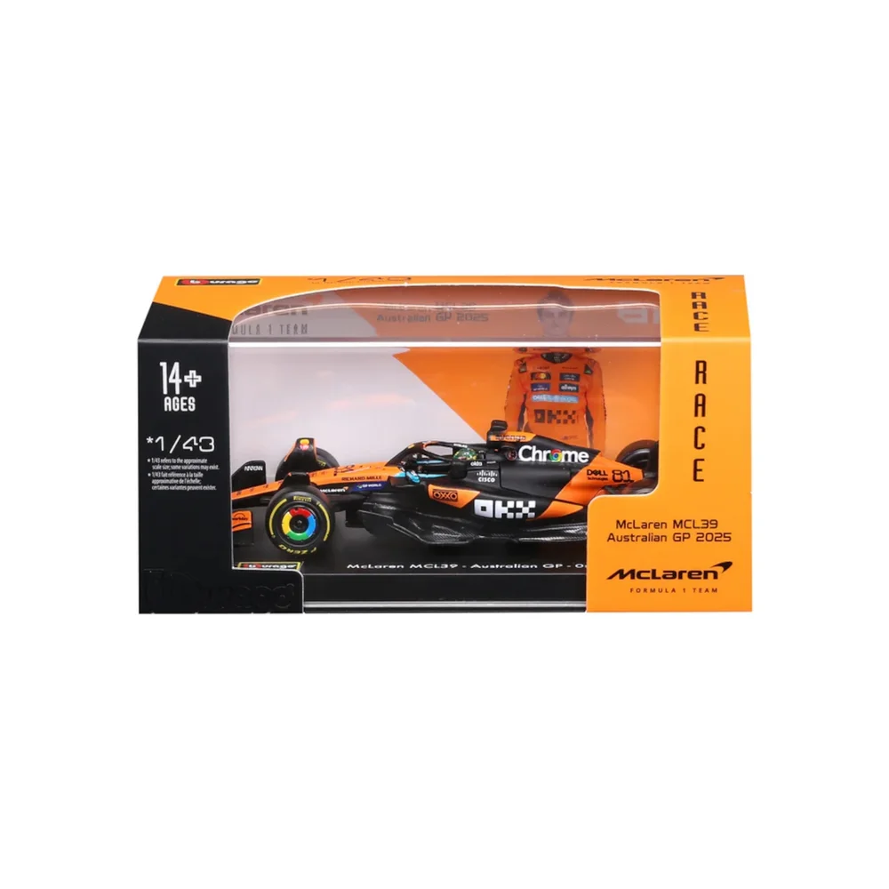 Bburago F1 Mclaren MCL39 2025 Piastri With Helmet 1:43 Scale Model Image 1