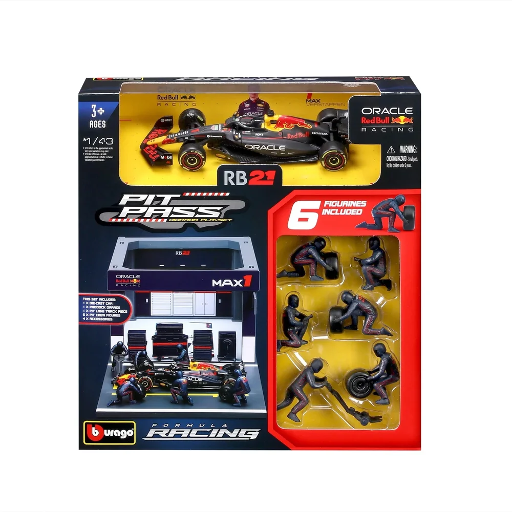 Bburago F1 Red Bull Racing RB21 2025 Pit Pass Diorama Verstappen 1:43 Scale Model Image 1