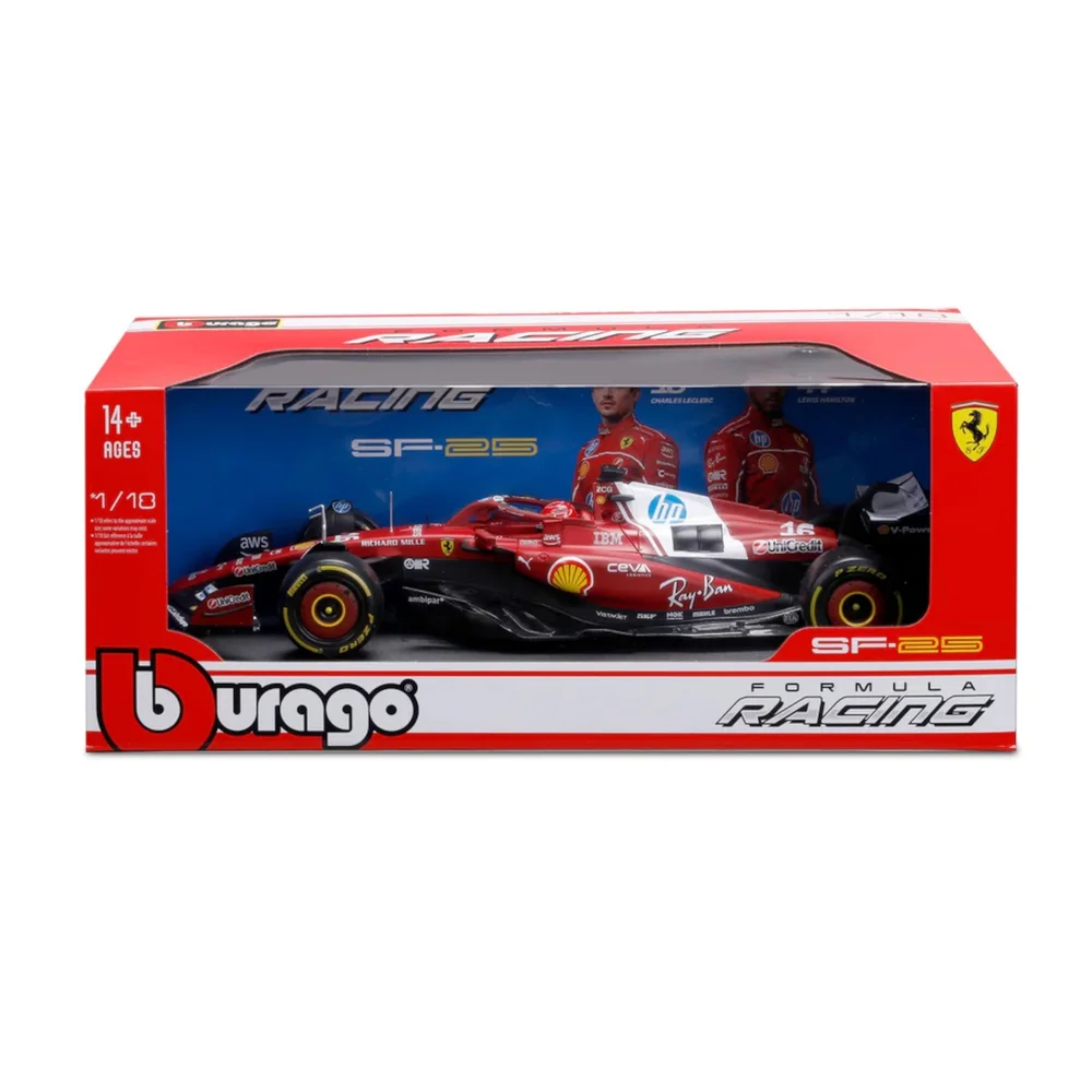 Bburago F1 Ferrari SF-25 2025 Leclerc With Helmet 1:18 Scale Model Image 1