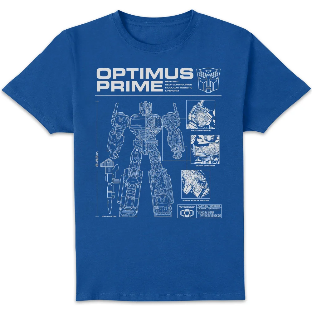 Transformers Optimus Prime Schematic Men's T-Shirt - Blue - XL Image 1