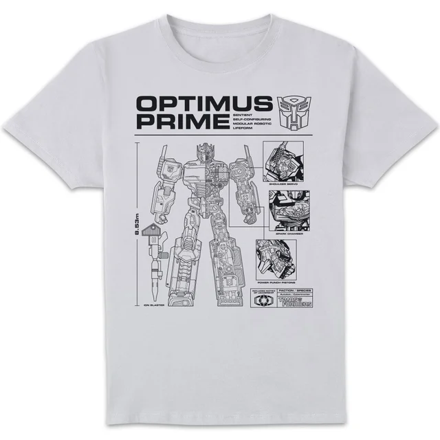 Transformers Optimus Prime Schematic Men's T-Shirt - White