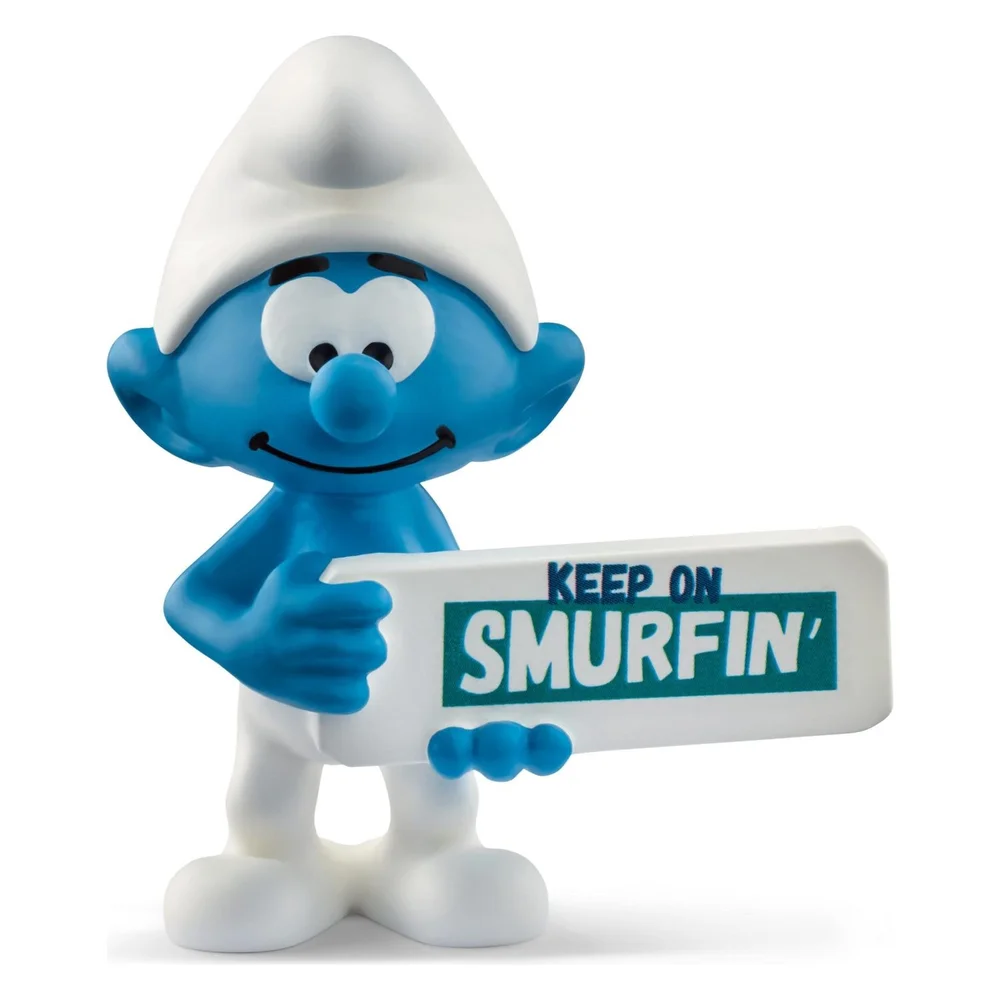 The Smurfs Mini-Figure Smurf with a Sign (Keep on Smurfin') 5 cm Image 1