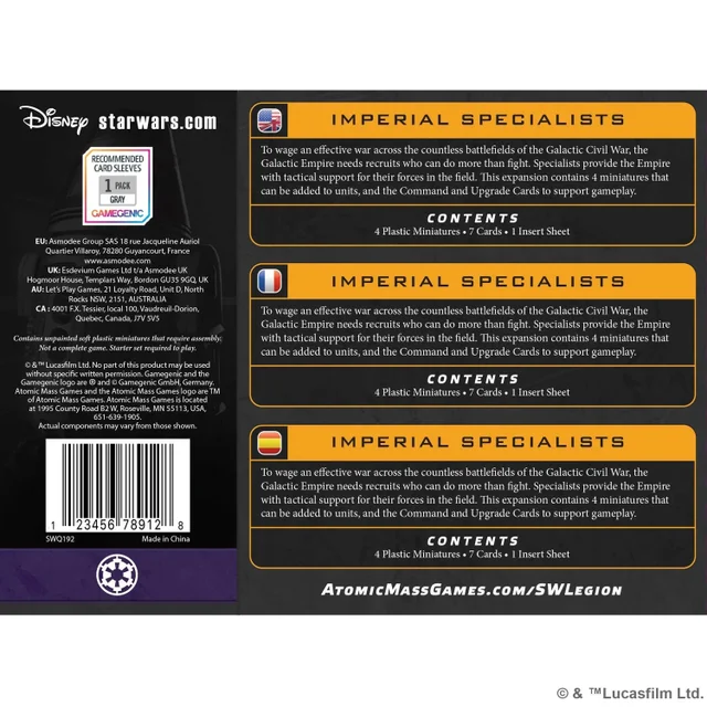 Star Wars: Legion Imperial Specialists Expansion