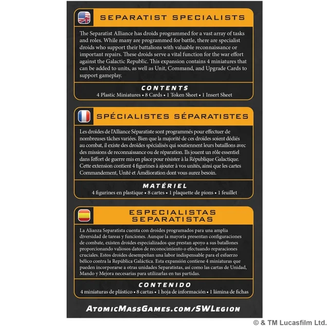 Star Wars: Legion Separatist Specialists Expansion