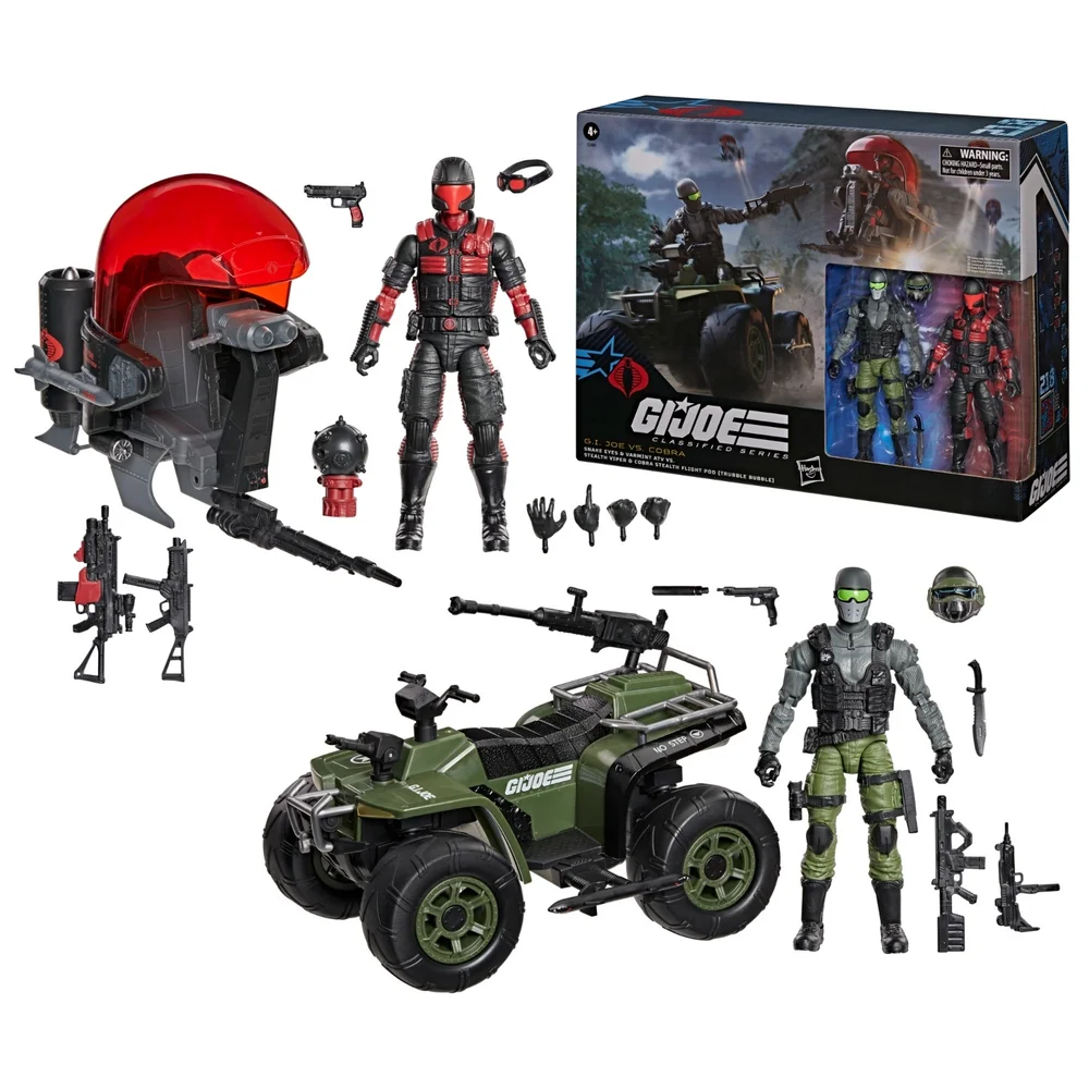 G.I. Joe Classified Series #218, Snake Eyes & Varmint ATV Vs. Stealth Viper & Cobra Stealth Flight Pod (Trubble Bubble) Image 1