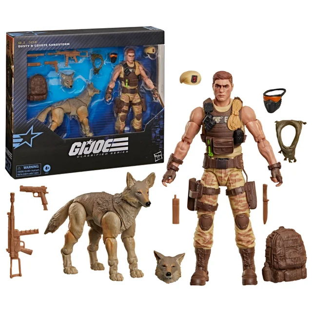 G.I. Joe Classified Series #217, Dusty & Coyote Sandstorm, Collectible 15-cm Action Figure and Pet Set