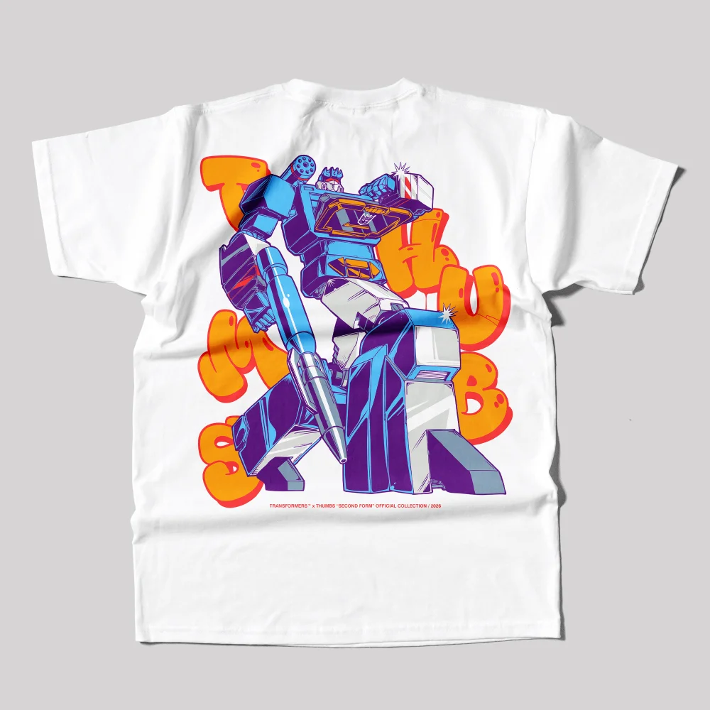 Transformers x THUMBS Soundwave Aerosol T-Shirt White - XXL Image 1
