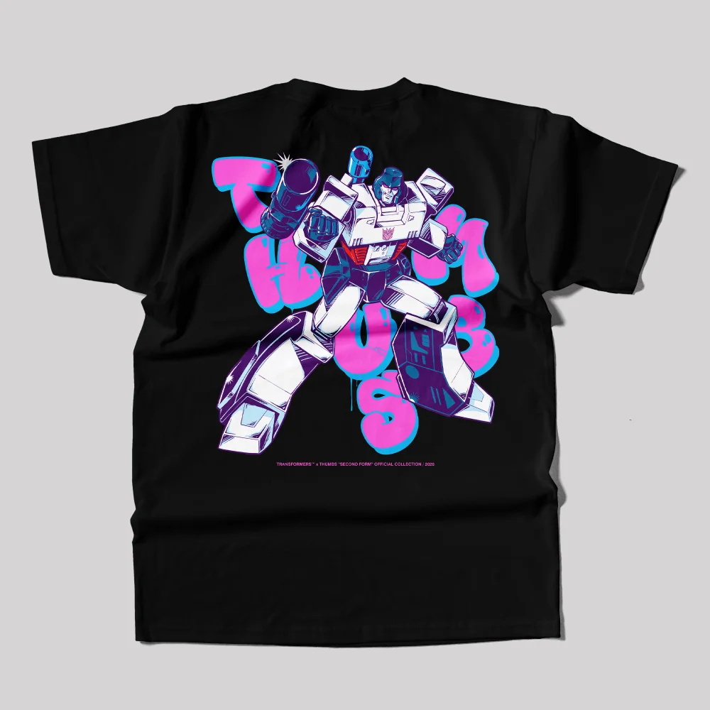 Transformers x THUMBS TT Megatron Aerosol Left Chest Print Art T-Shirt Black - XXL Image 1
