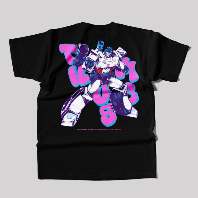 Transformers x THUMBS TT Megatron Aerosol Left Chest Print Art T-Shirt Black