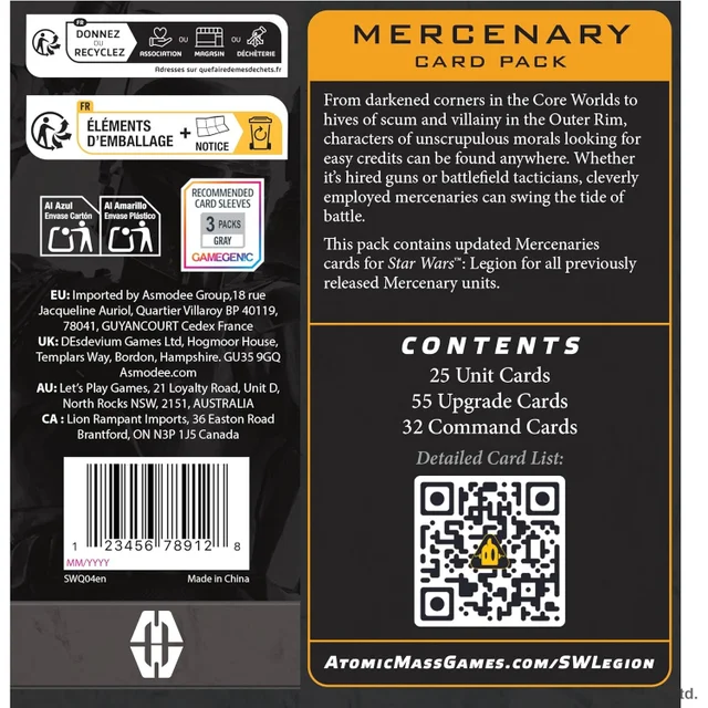 Star Wars: Legion Mercenary Card Pack Miniatures Expansion
