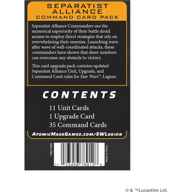 Star Wars: Legion Separatist Alliance Command Card Pack Miniatures Expansion