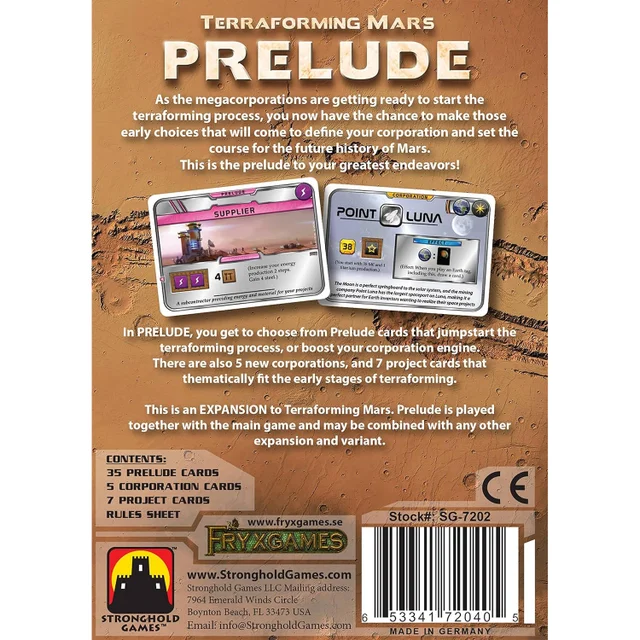 Terraforming Mars Strategy Board Game Prelude Expansion