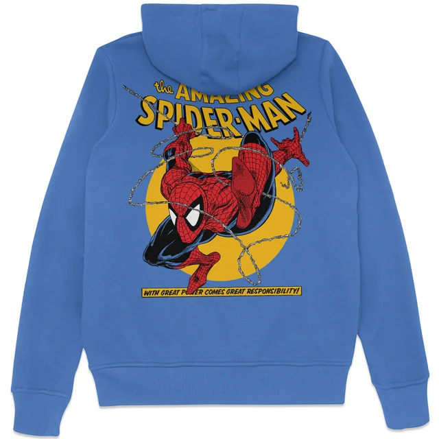 Marvel Comics x Zavvi Exclusive Spiderman Web Head Premium Heavyweight Hoodie - Blue
