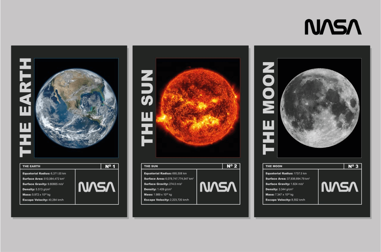 NASA Mission Earth, Moon and Sun Art Prints