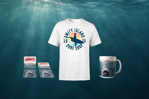 JAWS T-SHIRT, MUG & COASTERS