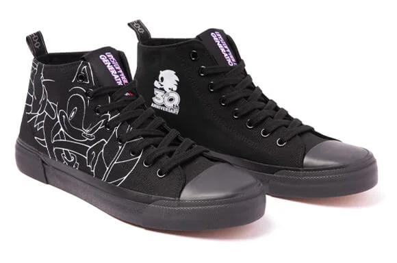 AKEDO X SONIC 30th ANNIVERSARY <BR> BLACK ADULT HIGH TOPS