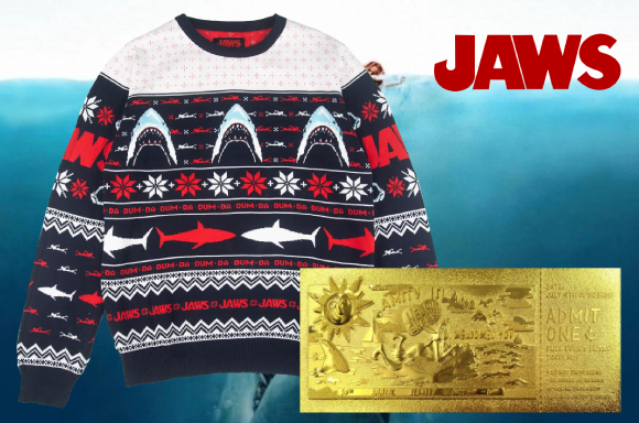 JAWS 24K GOLD REPLICA TICKET & XMAS JUMPER