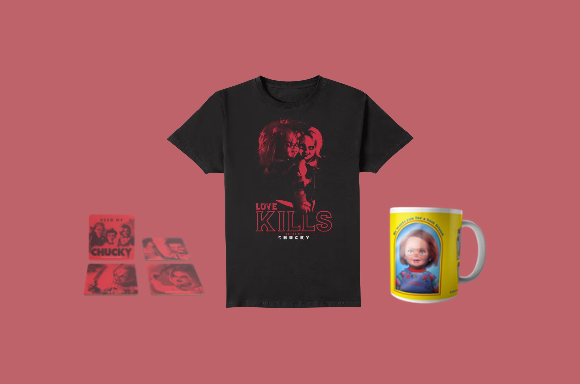 CHUCKY T-SHIRT, MUG & COASTERS
