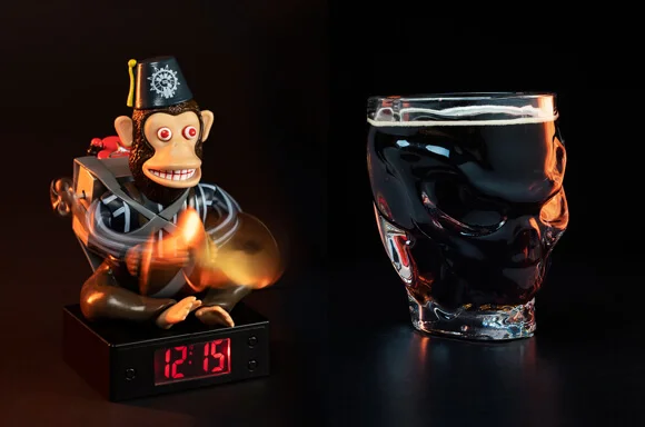 FREE CALL OF DUTY SKULL GLASS WITH MONKEY BOMB ALARM CLOCK