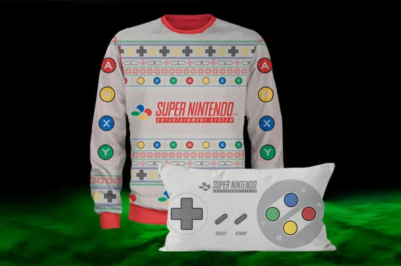 SNES CHRISTMAS JUMPER & CUSHION FOR £29.99